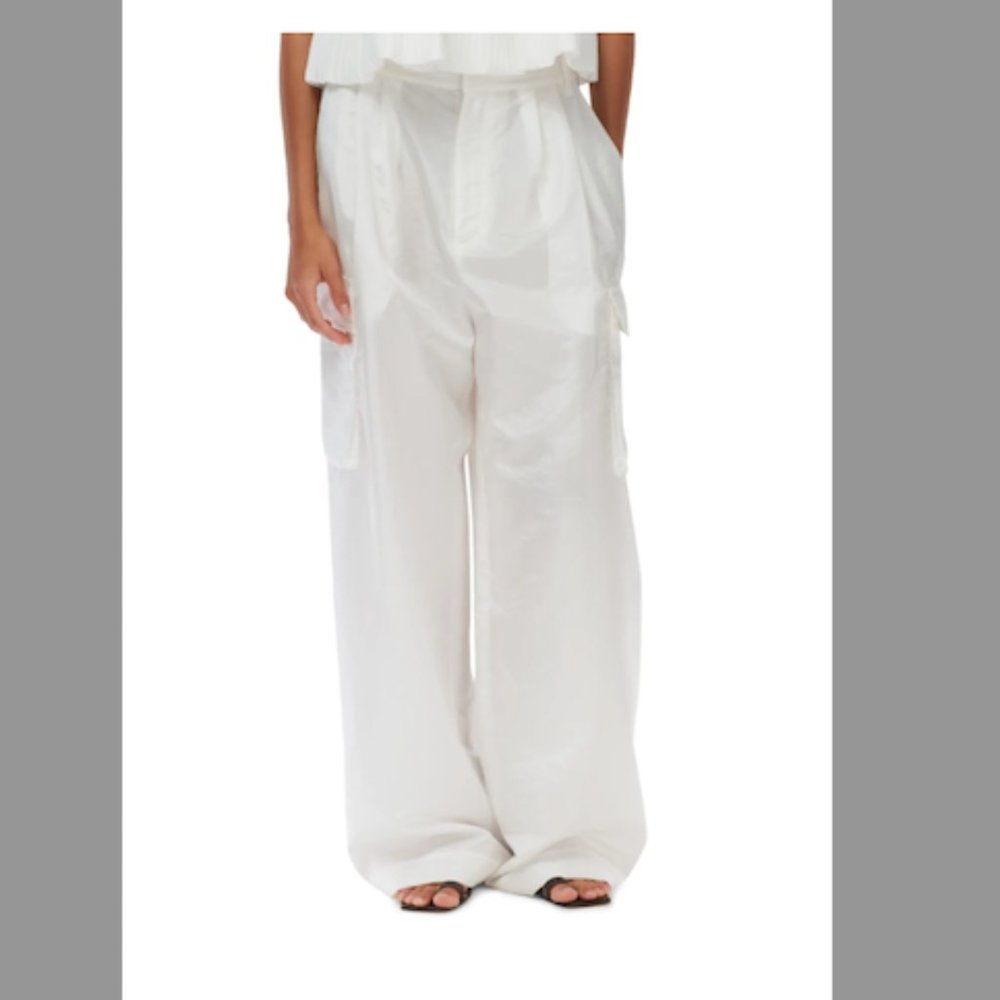 Tibi Stella Crispy Nylon Pleated Cargo Pant